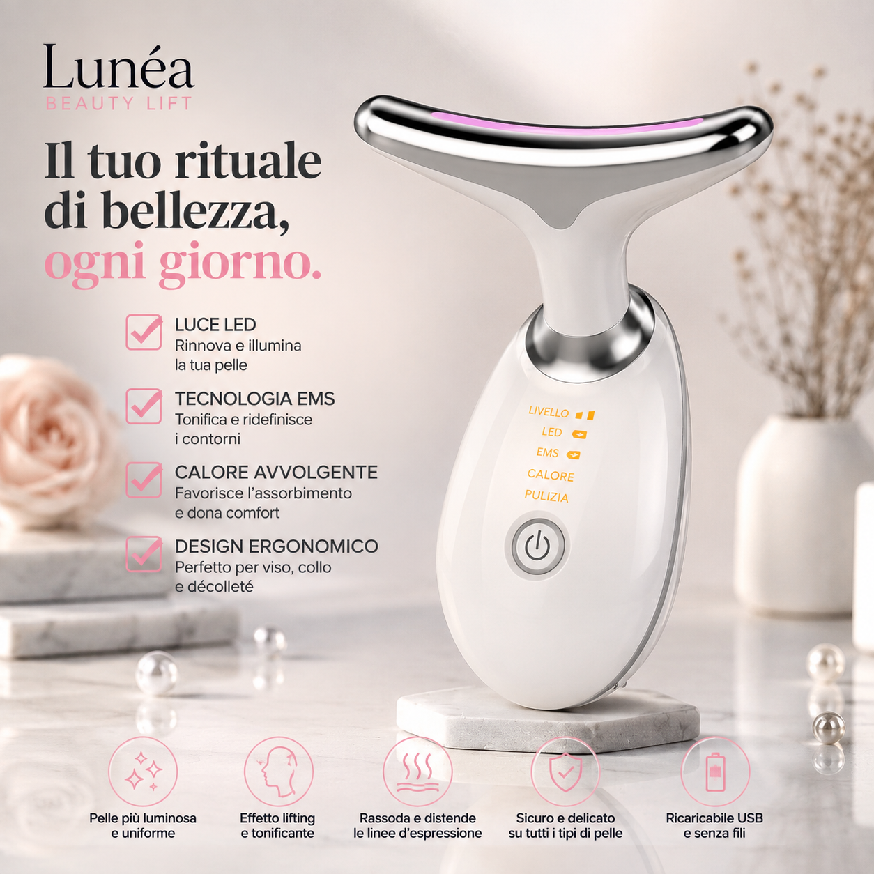 Lunéa™ Beauty Lift – Massaggiatore Viso e Collo